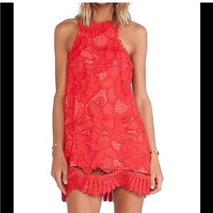 Lovers + Friends Red Lace Mini Dress